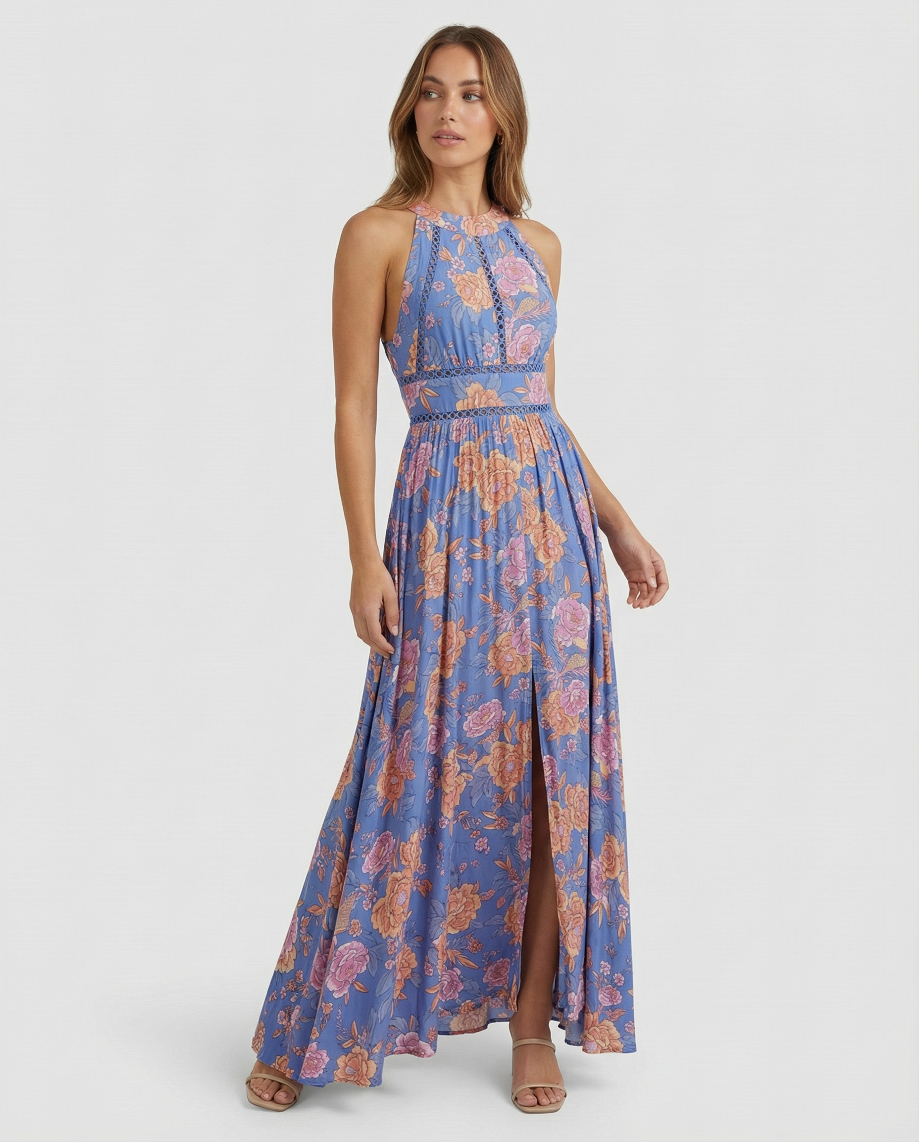 Bohemian Floral Maxi Dress – Sleeveless Breezy Summer Style 0