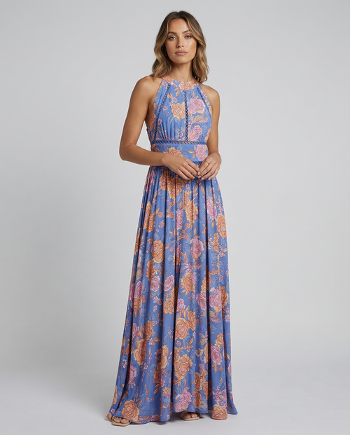 Bohemian Floral Maxi Dress – Sleeveless Breezy Summer Style 1