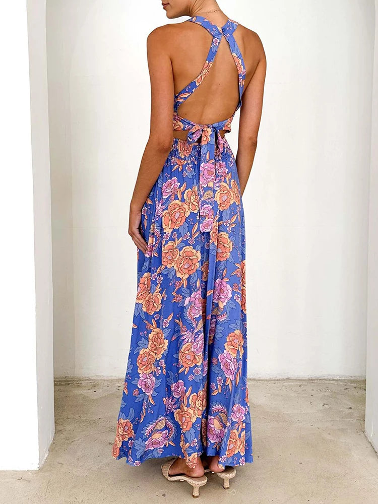Bohemian Floral Maxi Dress – Sleeveless Breezy Summer Style 5