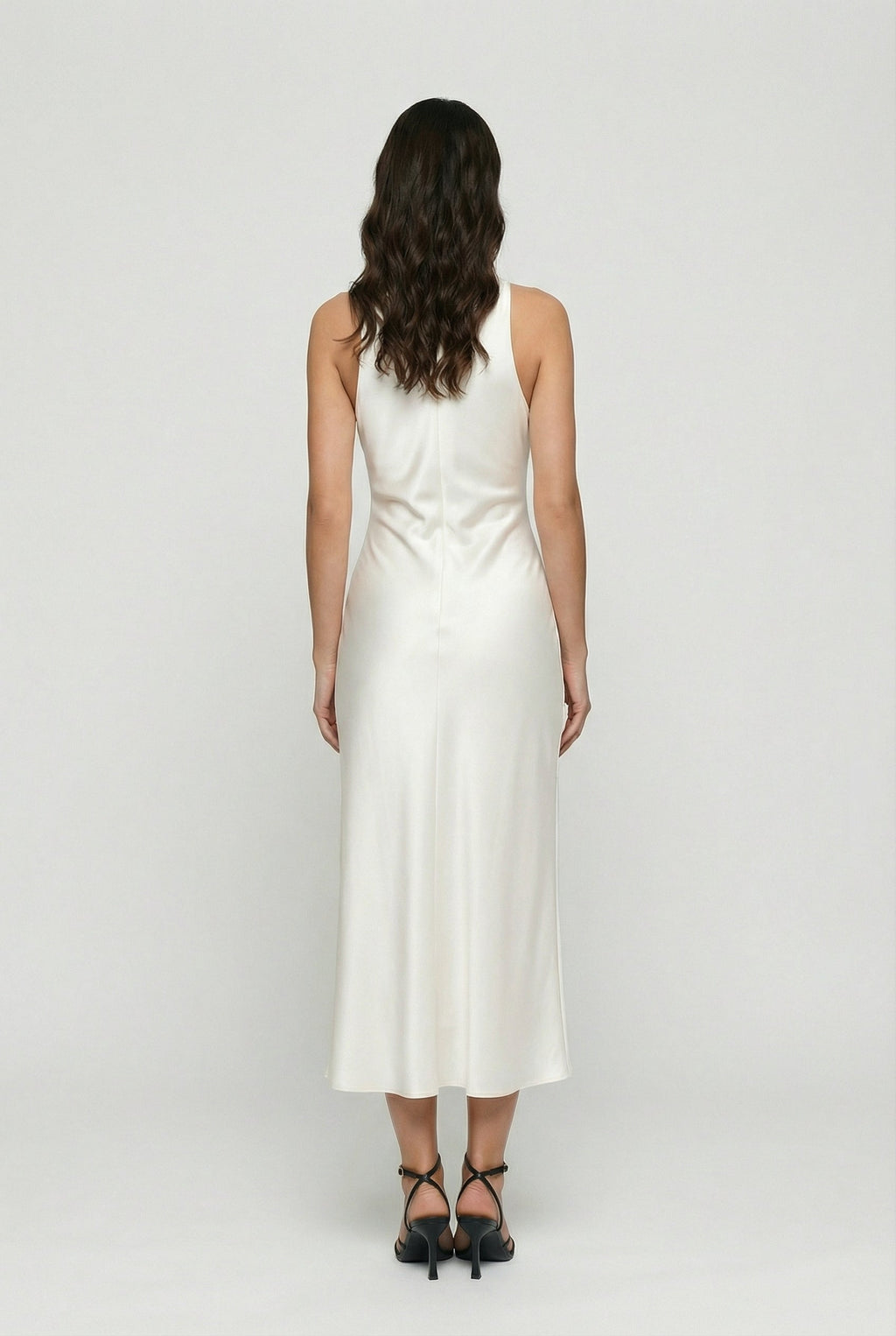 Cowl Neck Ruched Satin Midi Dress for Women 2