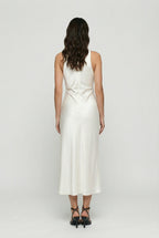 Cowl Neck Ruched Satin Midi Dress for Women 2