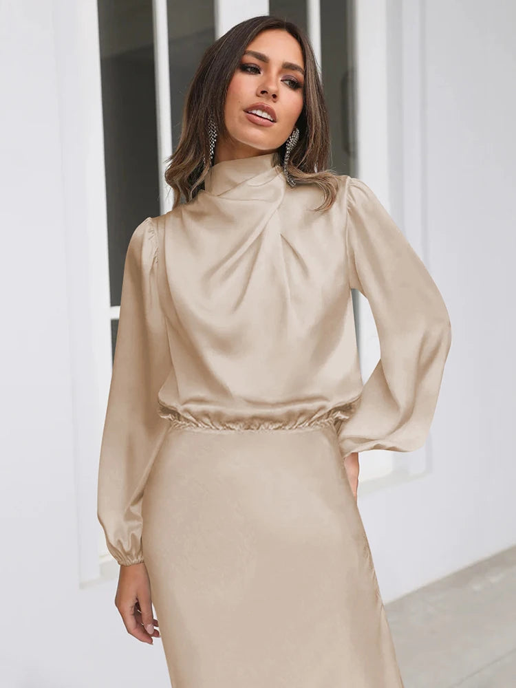 Elegant Satin Evening Dress – Chic Long Sleeves for Formal Occasions 6