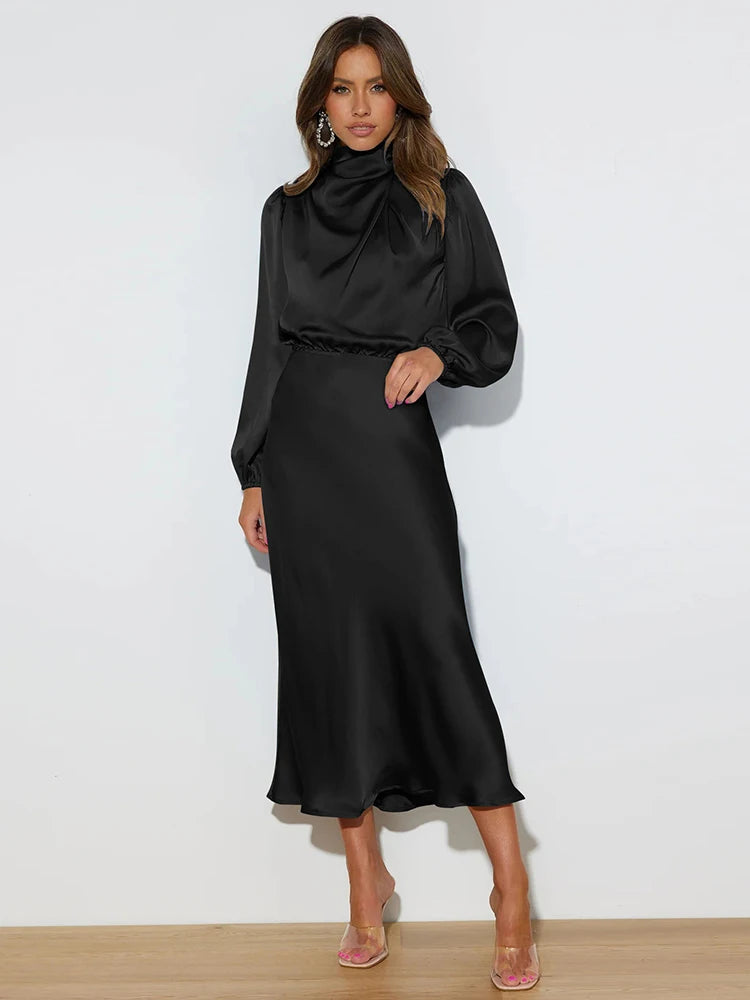 Elegant Satin Evening Dress – Chic Long Sleeves for Formal Occasions 7