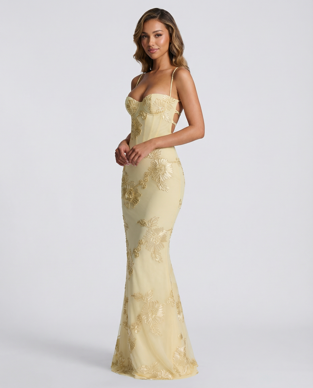 Floral Evening Dress – Elegant Backless Design for Wedding Guest or Special Occasions 1