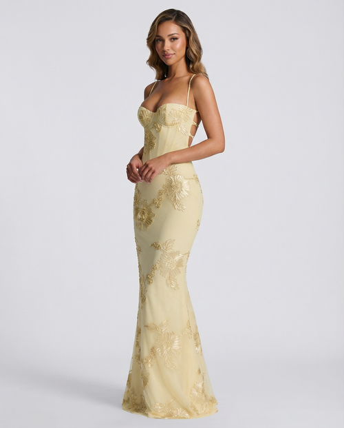 Floral Evening Dress – Elegant Backless Design for Wedding Guest or Special Occasions 1