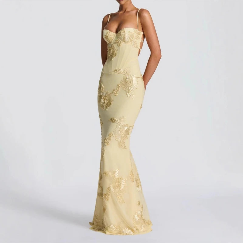 Floral Evening Dress – Elegant Backless Design for Wedding Guest or Special Occasions 2