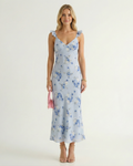 Floral V-Neck Backless Spaghetti Strap Midi Sundress for Women 0