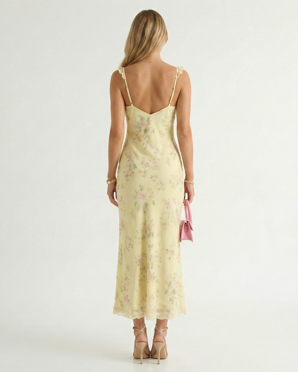 Floral V-Neck Backless Spaghetti Strap Midi Sundress for Women 2