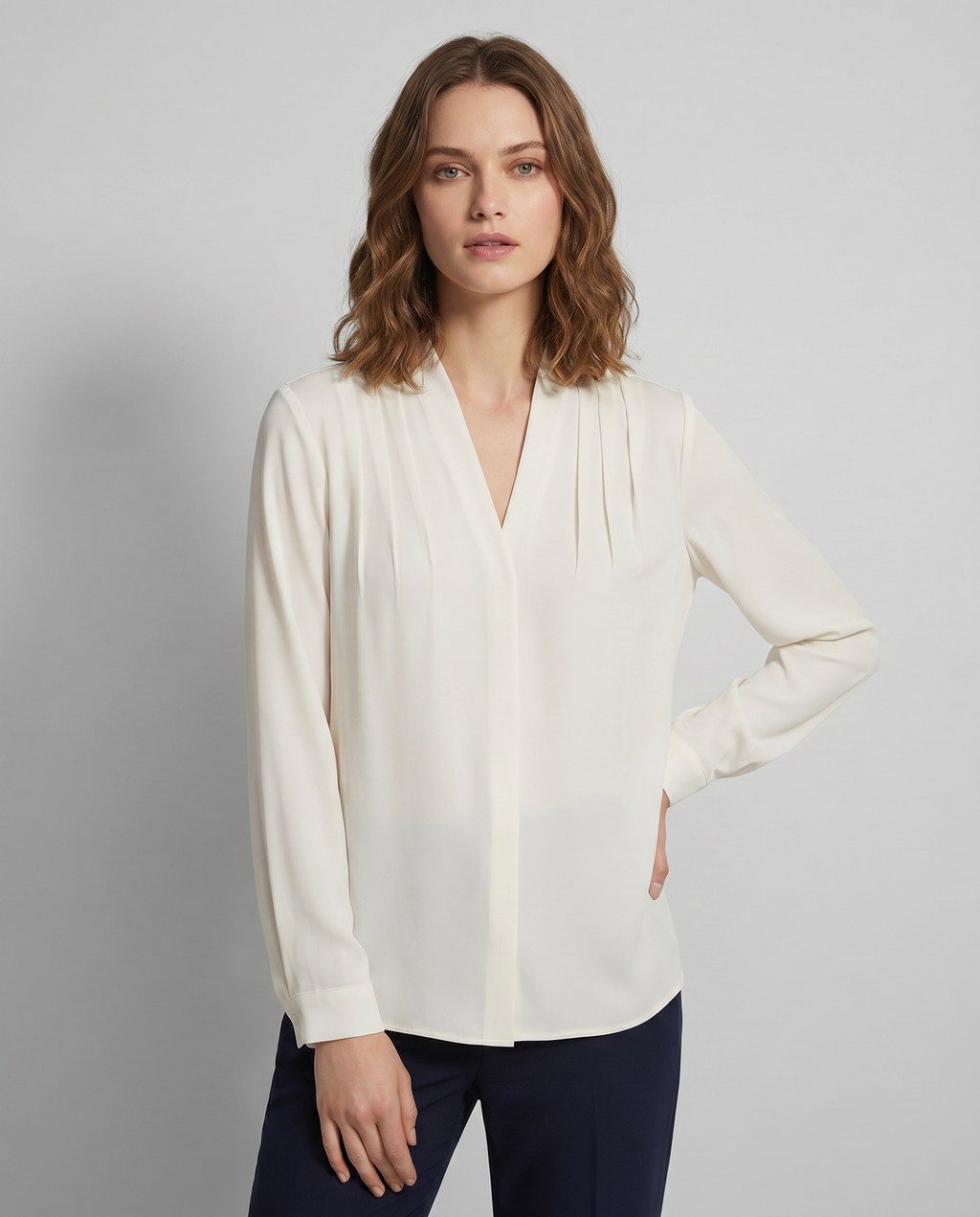 Puff Sleeve Blouse with Tailored Defined Waist 1
