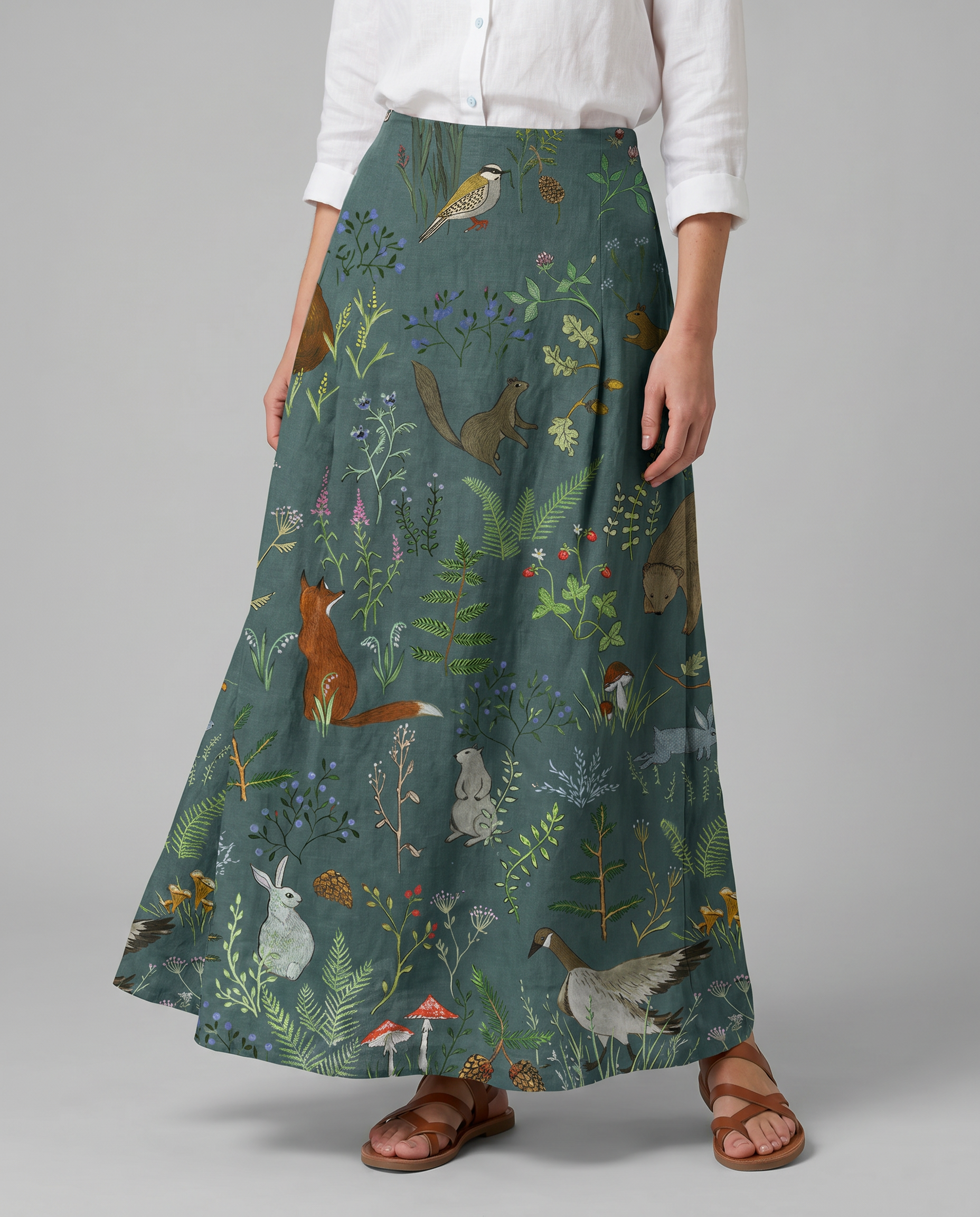 Retro Floral Animal Print A-Line Pocket Skirt 4