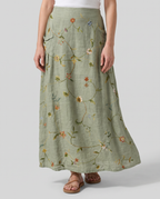 Retro Floral Art Sage Green A-Line Pocket Skirt 3