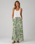 Spring Field Print Green A-Line Pocket Skirt 1