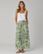 Spring Field Print Green A-Line Pocket Skirt 2