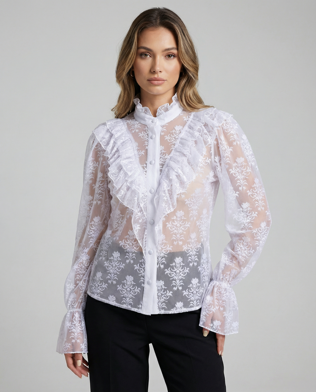 Women's Blouse – Elegant Sheer Lace Design for Versatile Styling 2