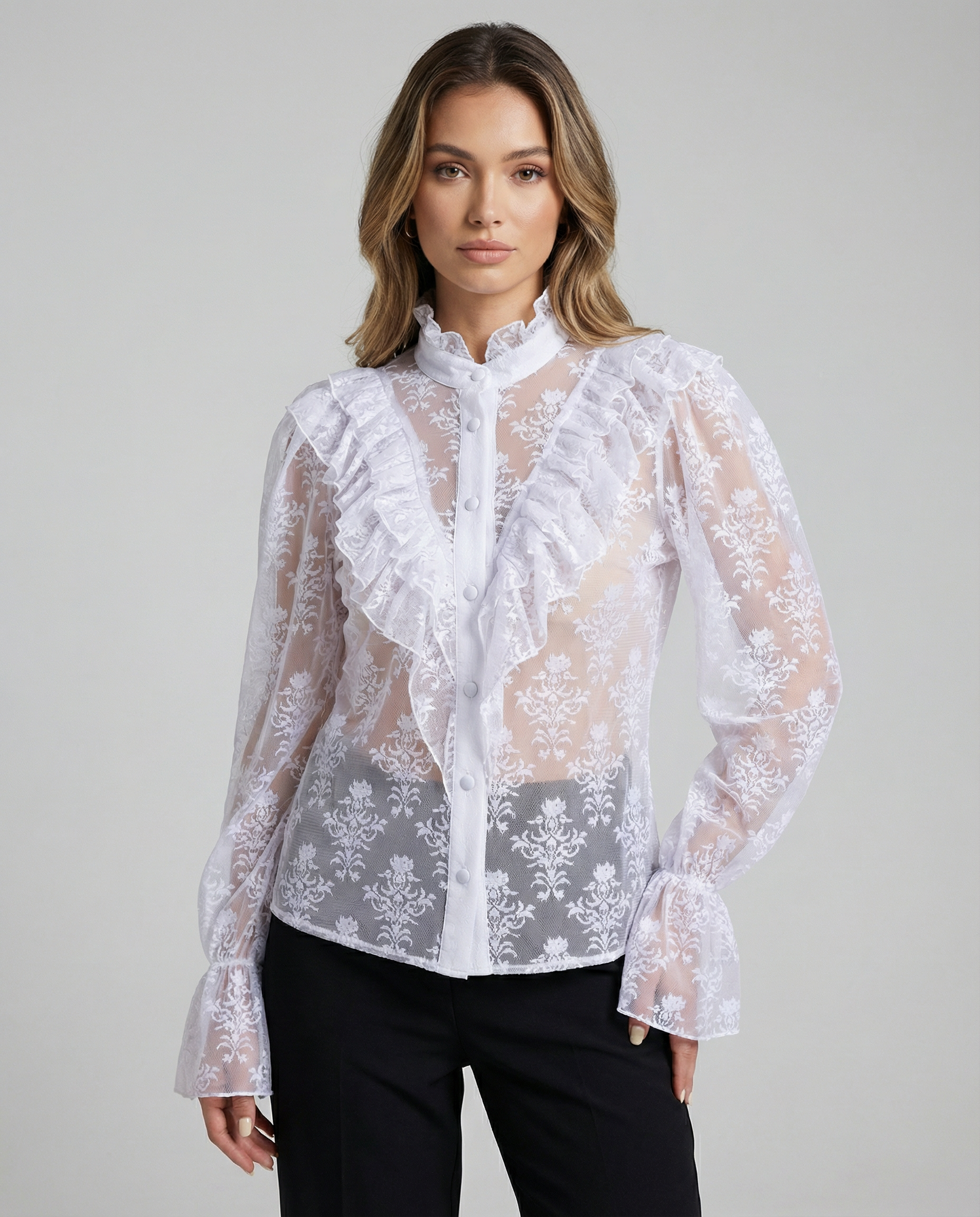 Women's Blouse – Elegant Sheer Lace Design for Versatile Styling 2