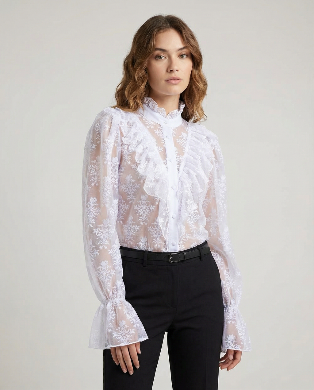 Women's Blouse – Elegant Sheer Lace Design for Versatile Styling 4