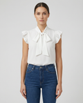 Women's Bow Tie Blouse – Chic Sleeveless Design for Elegant Office Wear 1