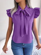 Women's Bow Tie Blouse – Chic Sleeveless Design for Elegant Office Wear 9