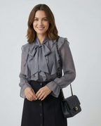 Women's Chiffon Blouse – Elegant Ruffle Design for Versatile Styling 1