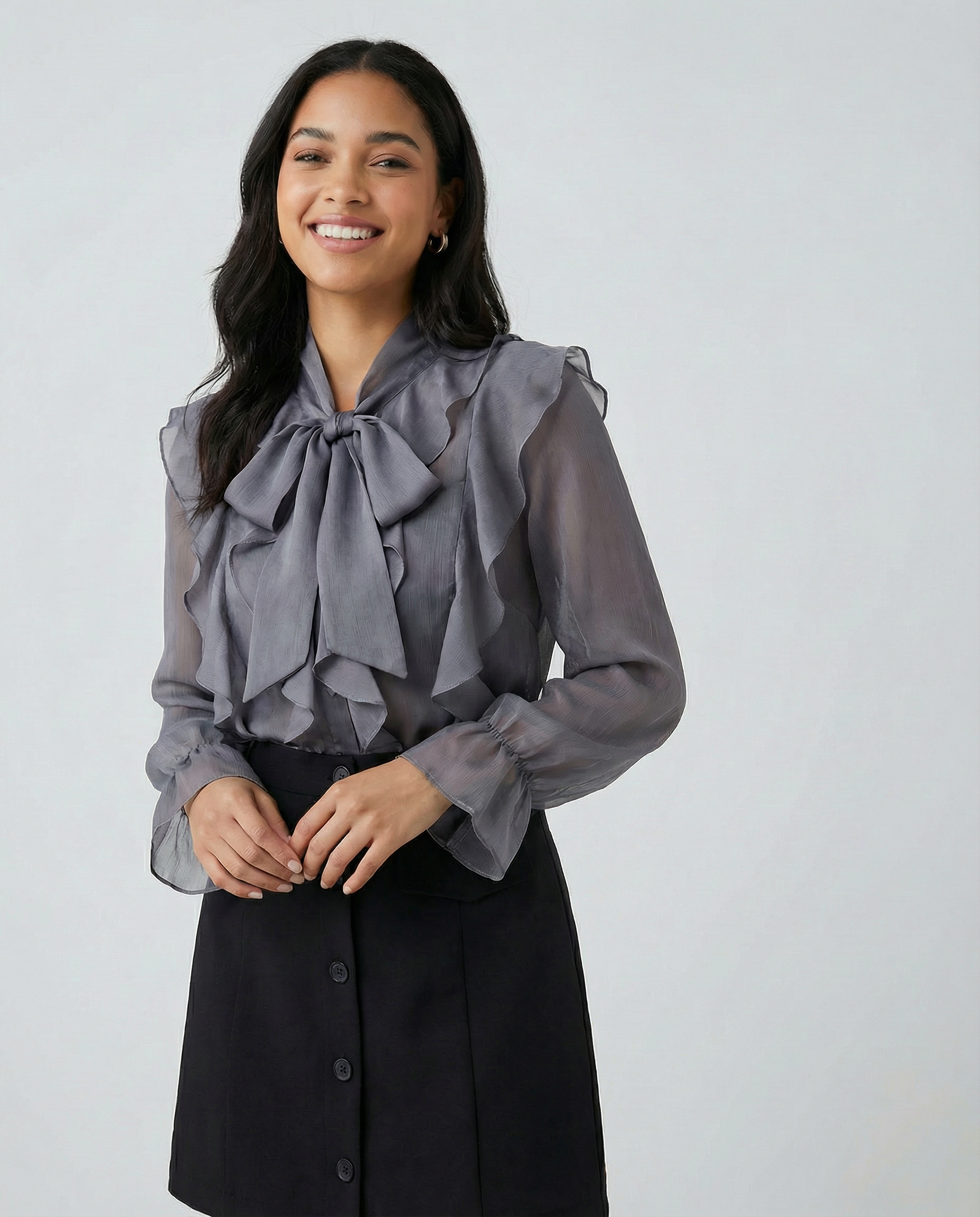 Women's Chiffon Blouse – Elegant Ruffle Design for Versatile Styling 3