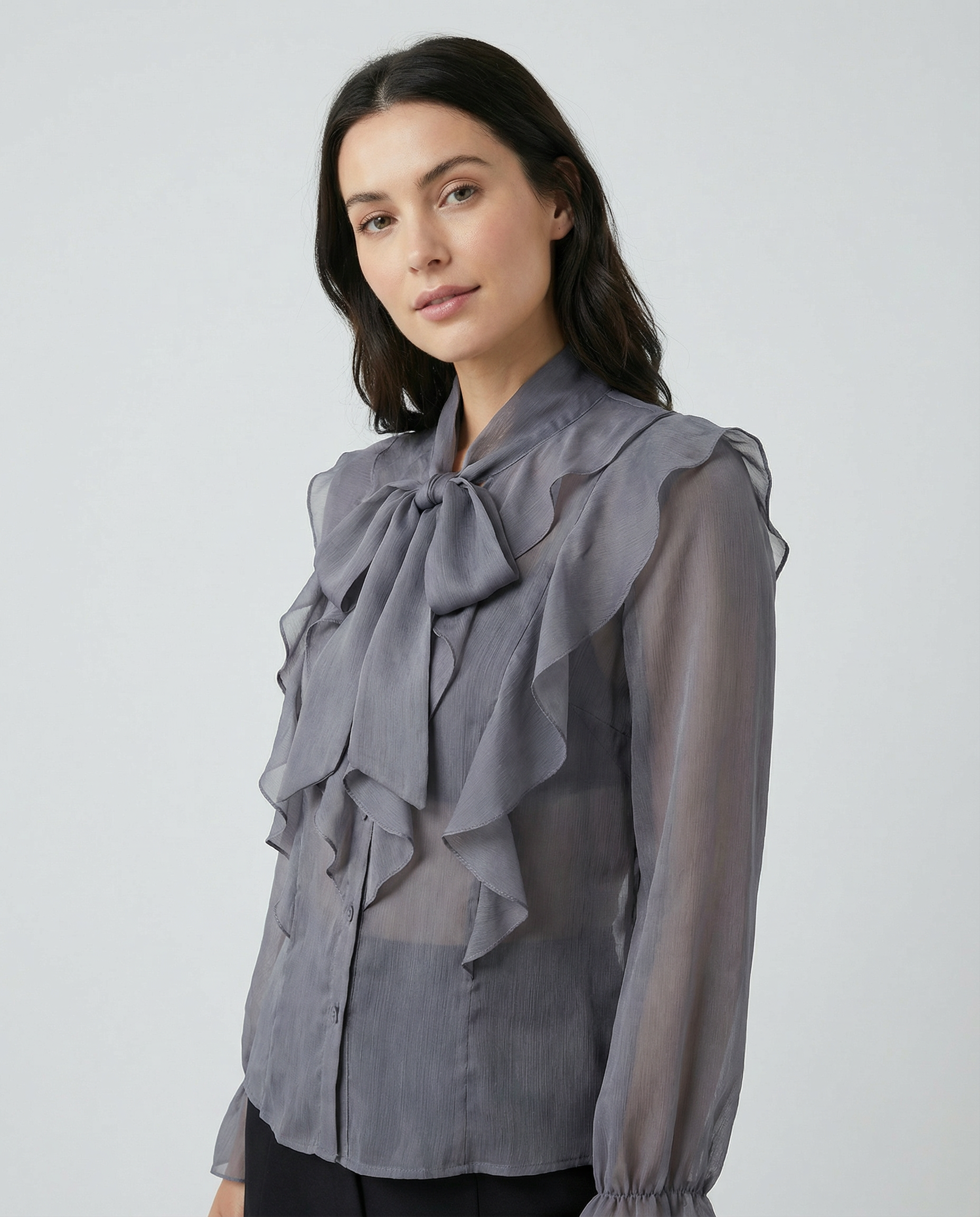 Women's Chiffon Blouse – Elegant Ruffle Design for Versatile Styling 4