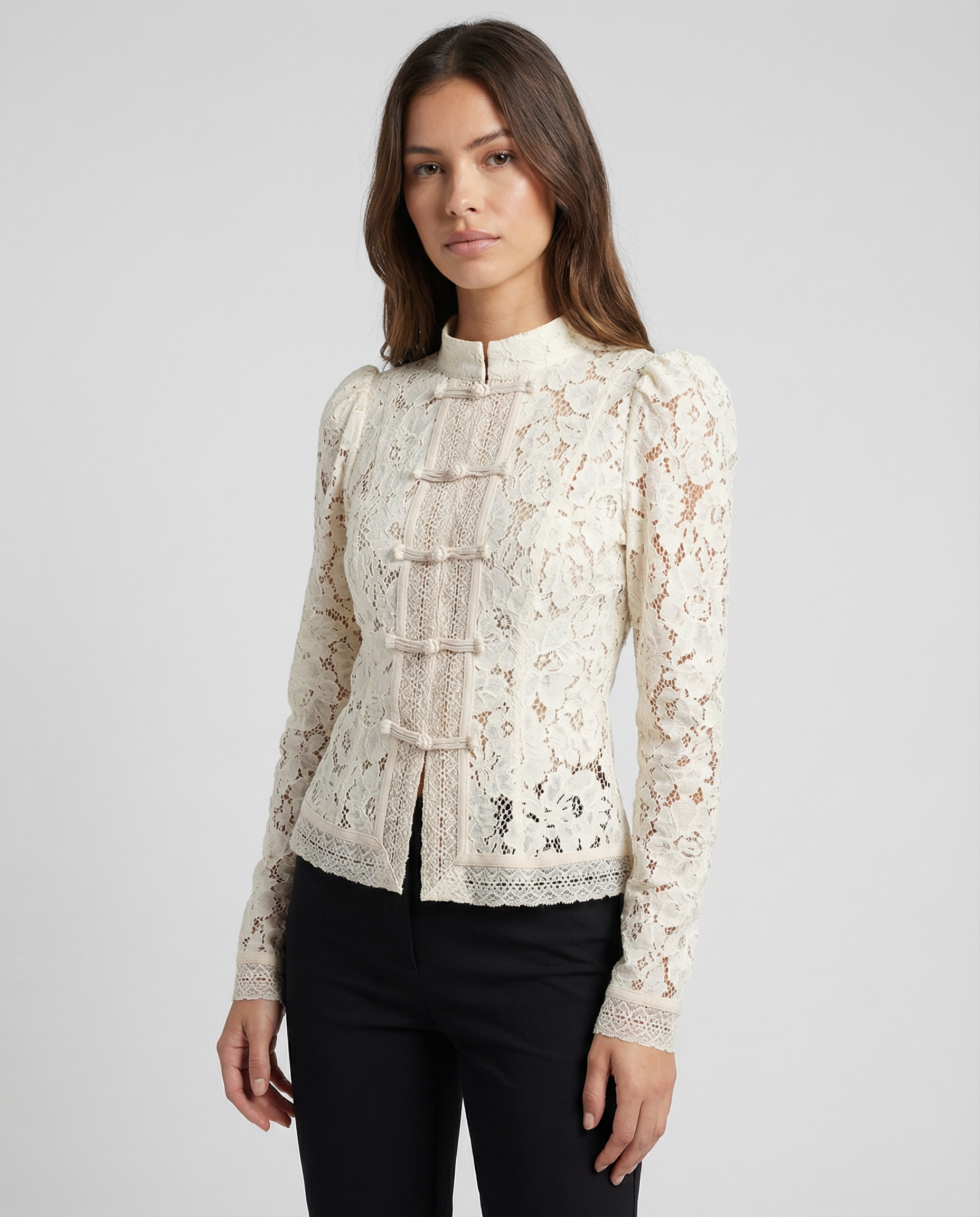 Women's Lace Blouse – Elegant Long Sleeve Design for Sophisticated Occasions 3
