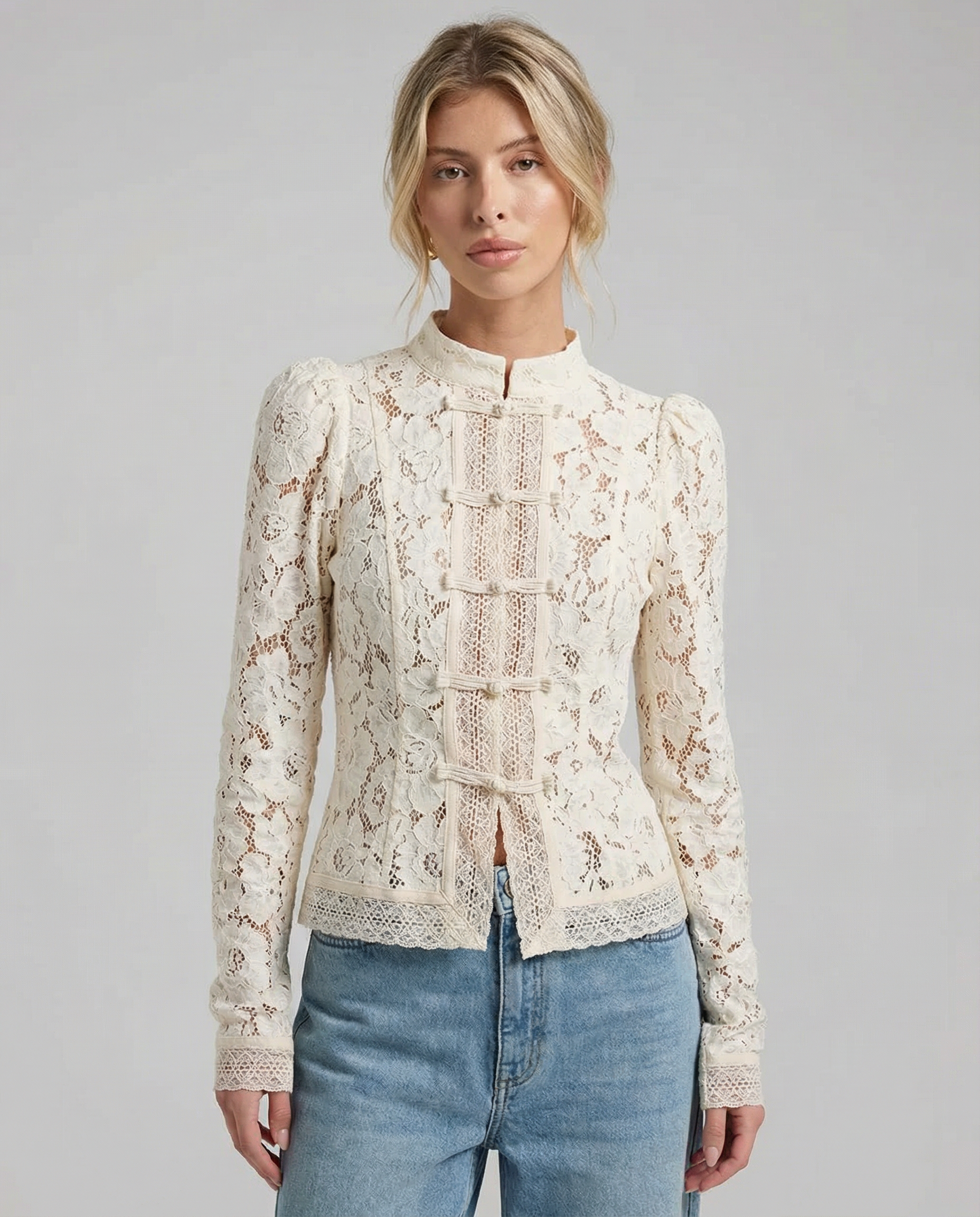 Women's Lace Blouse – Elegant Long Sleeve Design for Sophisticated Occasions 4