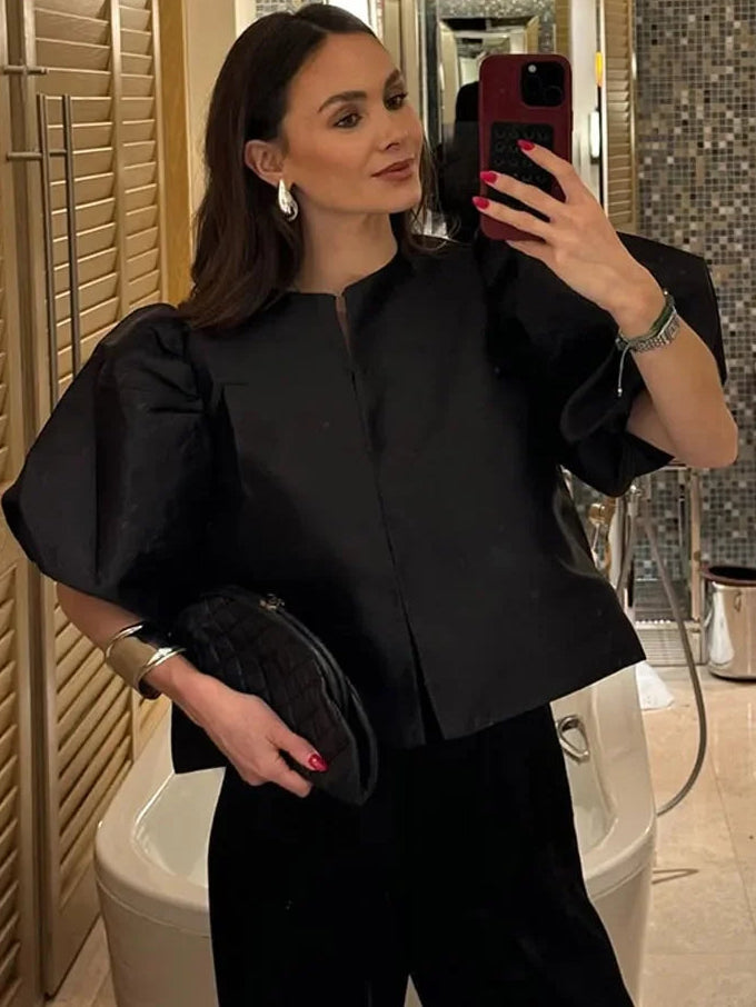 Women's Puff Sleeve Blouse – Chic Structured Design for Effortless Elegance 4