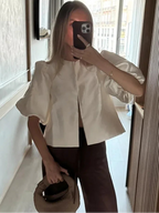 Women's Puff Sleeve Blouse – Chic Structured Design for Effortless Elegance 6