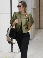 Women's Puff Sleeve Blouse – Chic Structured Design for Effortless Elegance 7