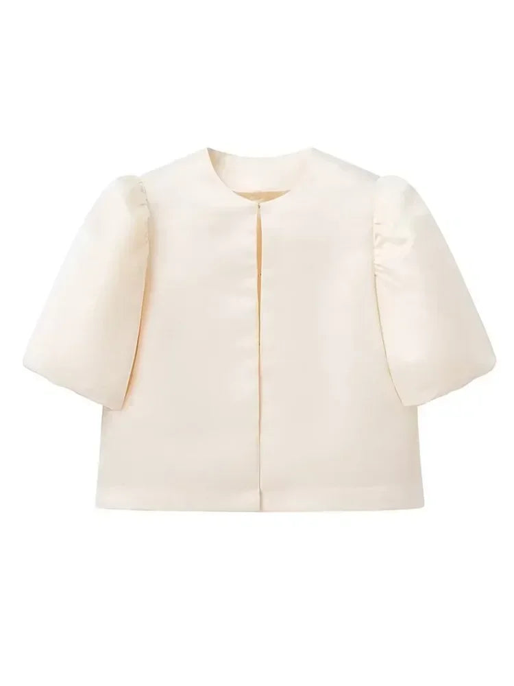 Women's Puff Sleeve Blouse – Chic Structured Design for Effortless Elegance 9