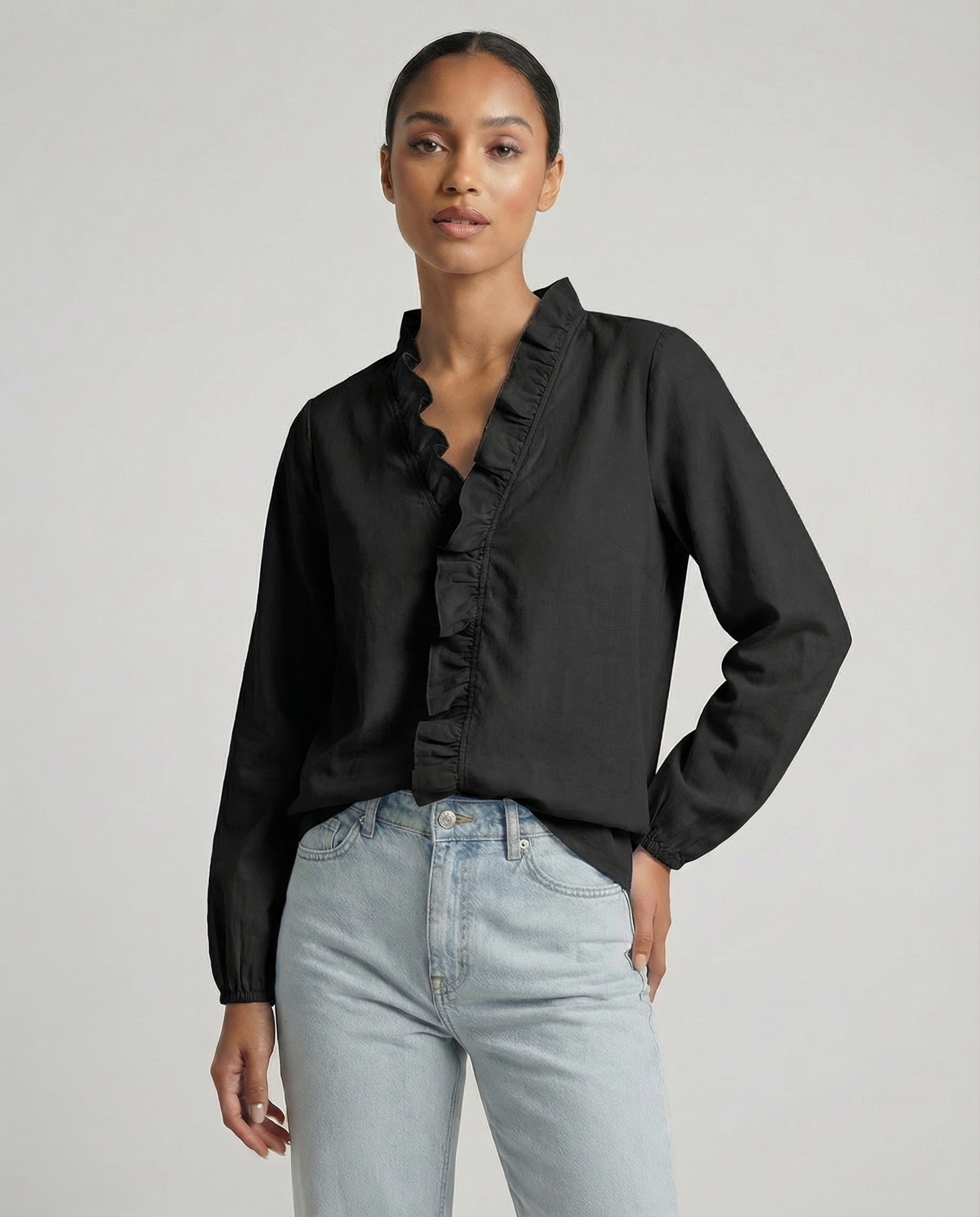 Women's Ruffle Blouse – Elegant V-Neck Design for Effortless Everyday Style 5