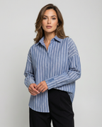 Women's Striped Button-Down Shirt – Relaxed Fit for Versatile All-Day Styling 0