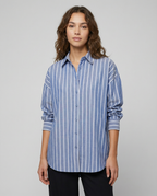 Women's Striped Button-Down Shirt – Relaxed Fit for Versatile All-Day Styling 3